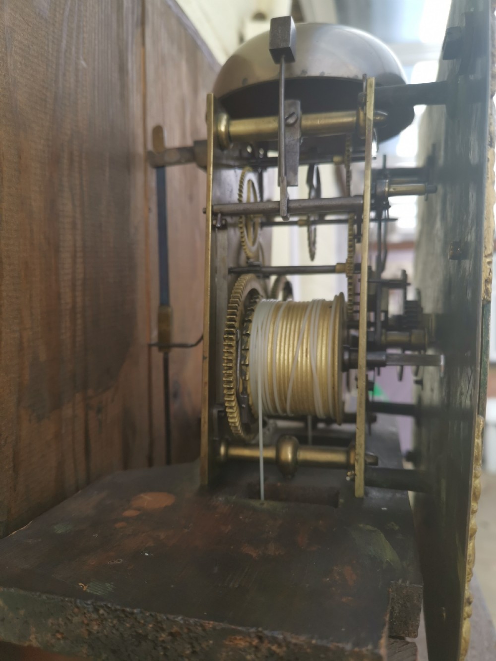 Antique 8 Day Striking Clock Mahogany Small 6ft 5.5in High Grandfather Longcase Clock.  View VI