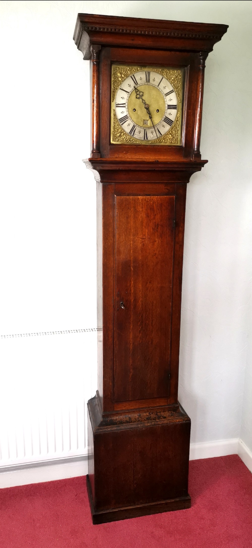 Small (74in) Mid 18th c Wm. Knight of Chalton Hants/Sussex Borders 8 Day Grandfather/Grandmother Longcase Clock with 10in Dial. 