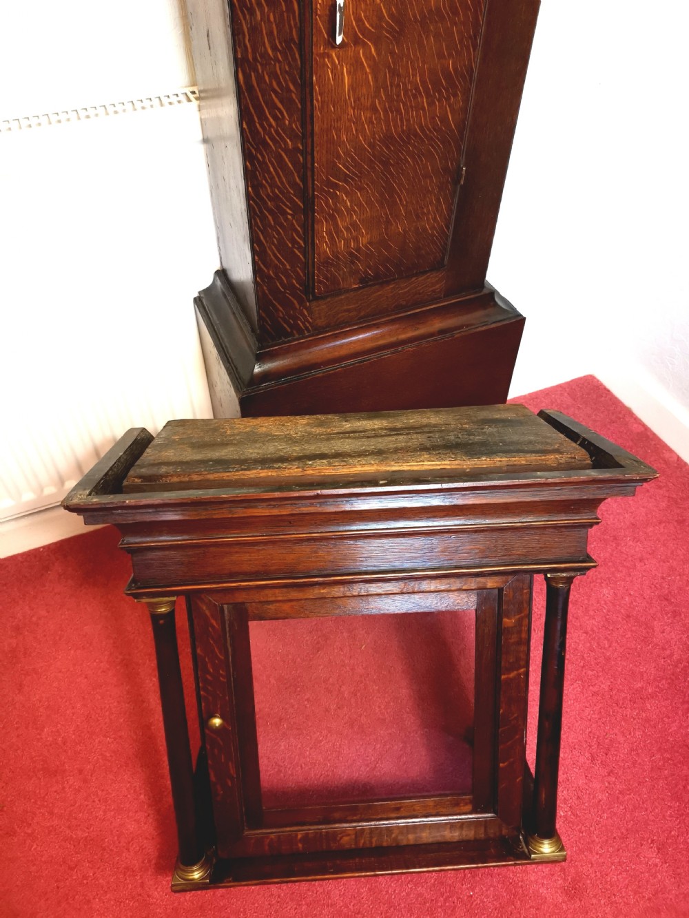 No 47 Early Georgian Kirk of Kibworth Small (80.6in) Oak Cased Grandfather Longcase Clock - c. 1760-65 View IV