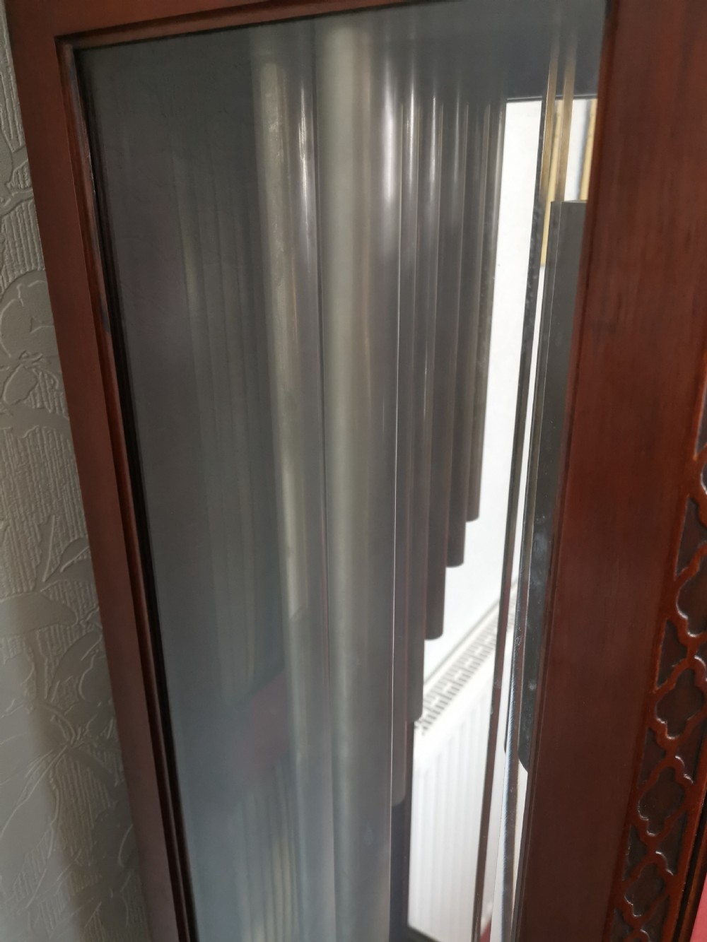 Early 20th C. 3 Tune Tubular Bells Musical Quarter Chiming Mahogany Grandfather Longcase Clock  View V