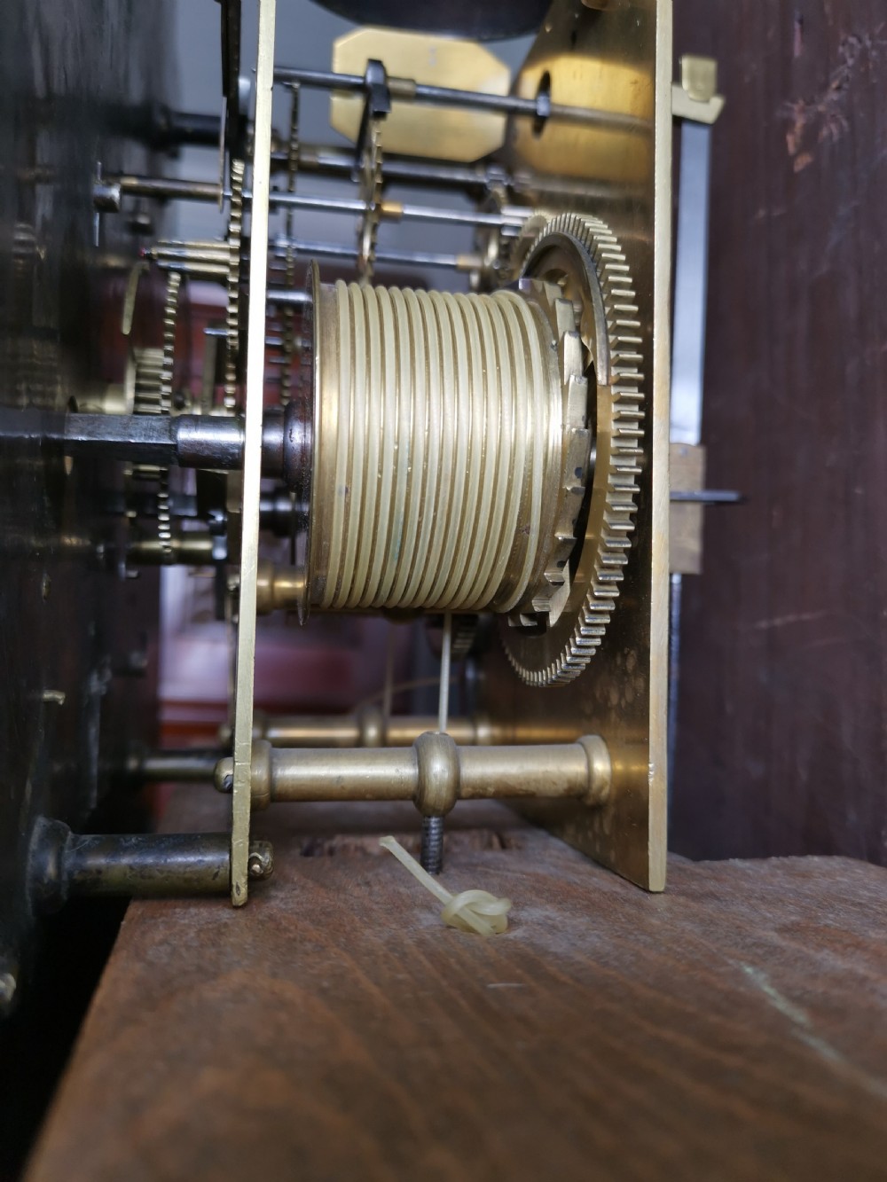 Mid 18th C. 5 Pillar 8 Day Bell Striking English Georgian Grandfather Longcase Clock with Star Inlay. Robt Jackson of Gainsborough Long Case Clock View IX
