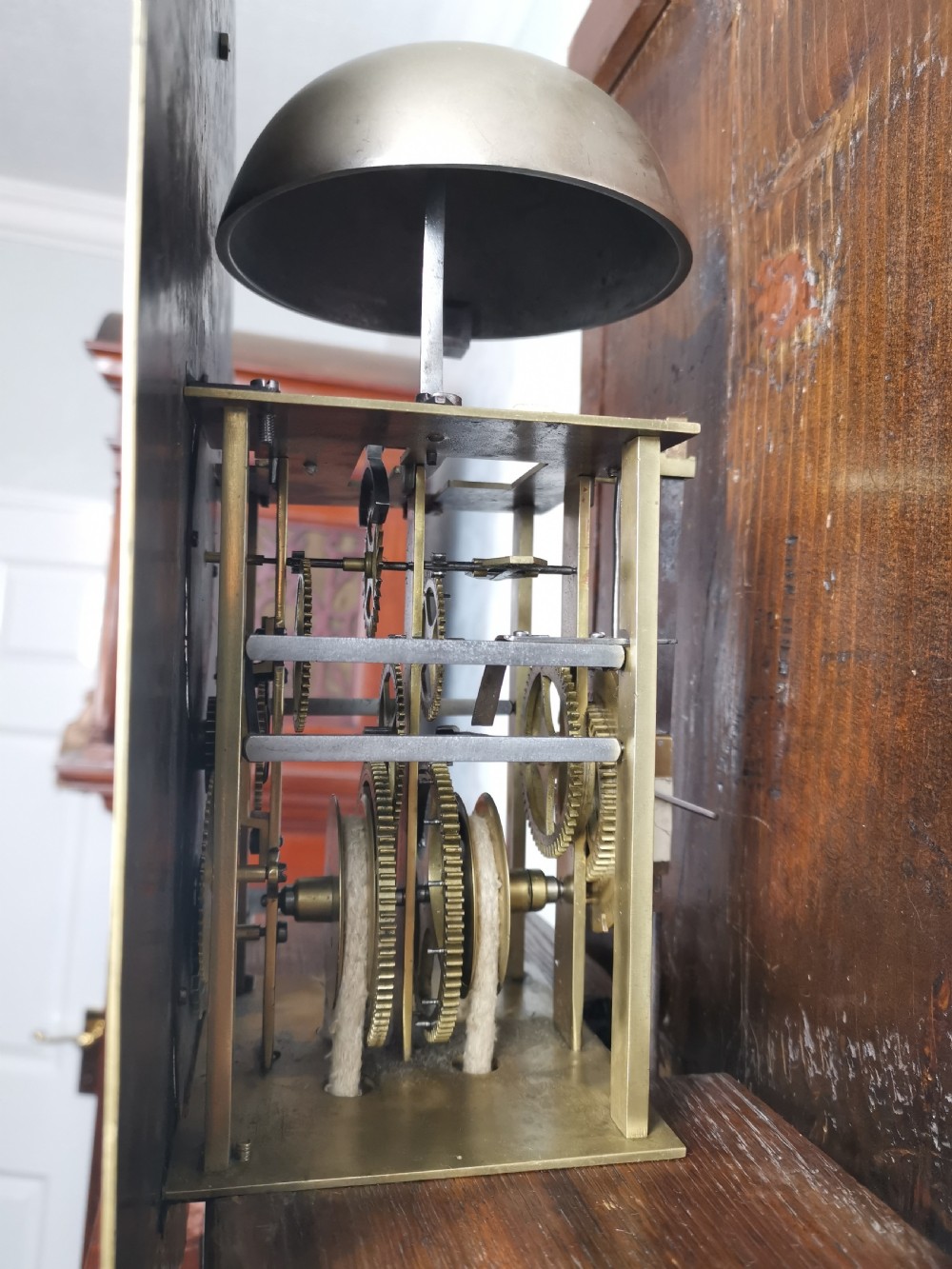 Rare Solid Mahogany Cased 18th C. Georgian Grandfather Longcase Clock by Longstanding English Clockmaking Weston/Gilmore Family of Lewis/Brighton/Hastings.  View IX