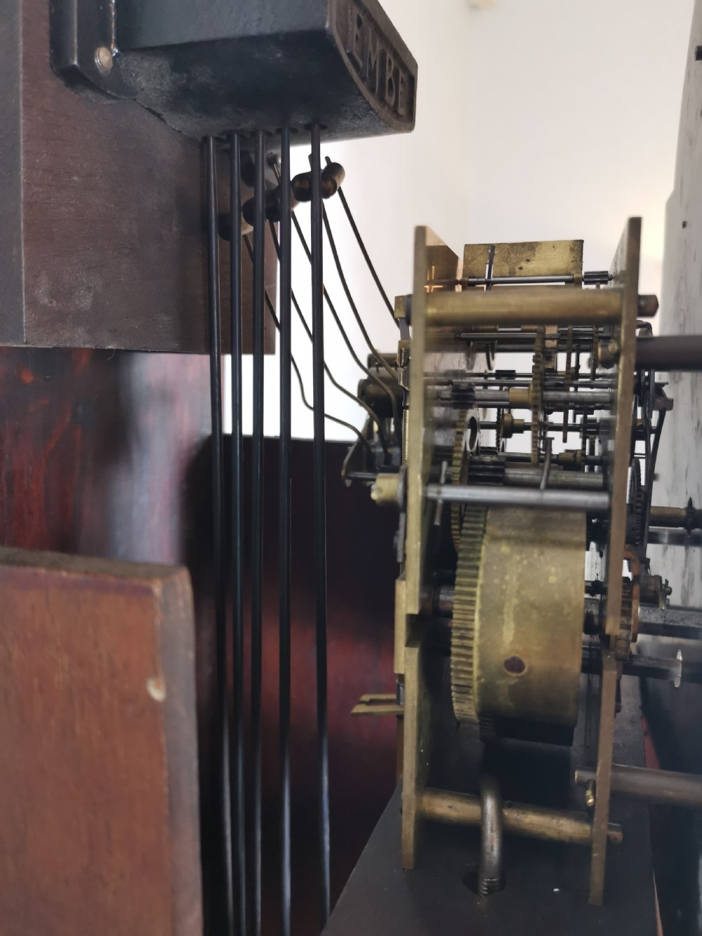 Fine Quality German 1920s Glass Fronted Mahogany Grandmother or Small Grandfather Longcase Clock with Musical Quarter Chimes & Hour Strike.  View V