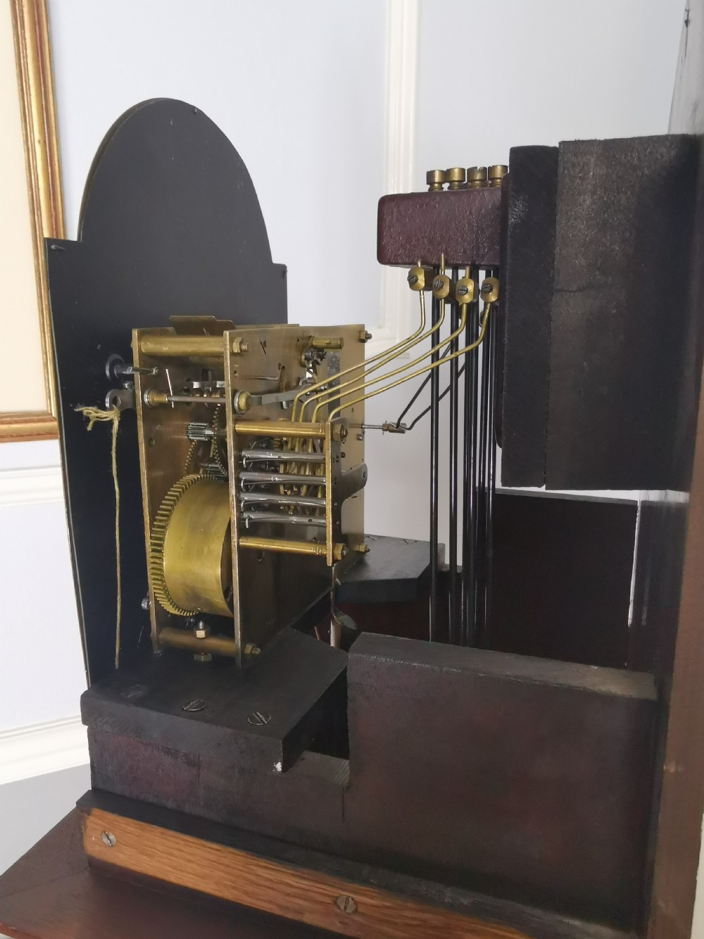 Granddaughter, Grandmother or Dwarf Grandfather Mahogany Quarter Chiming Musical Longcase Clock - 61in High.  View VIII