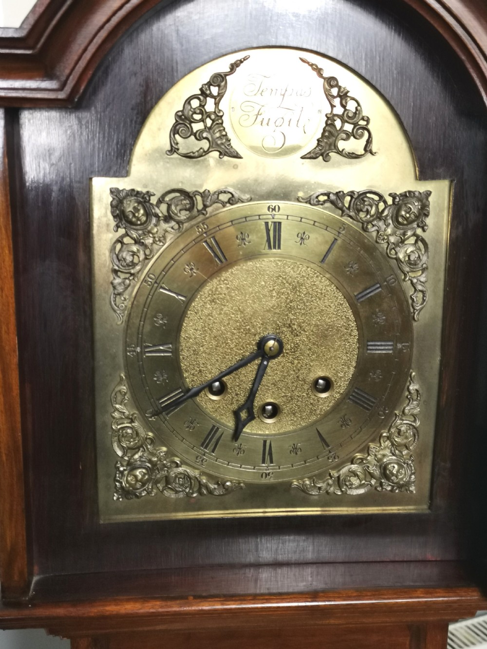 Granddaughter, Grandmother or Dwarf Grandfather Mahogany Quarter Chiming Musical Longcase Clock - 61in High.  View X