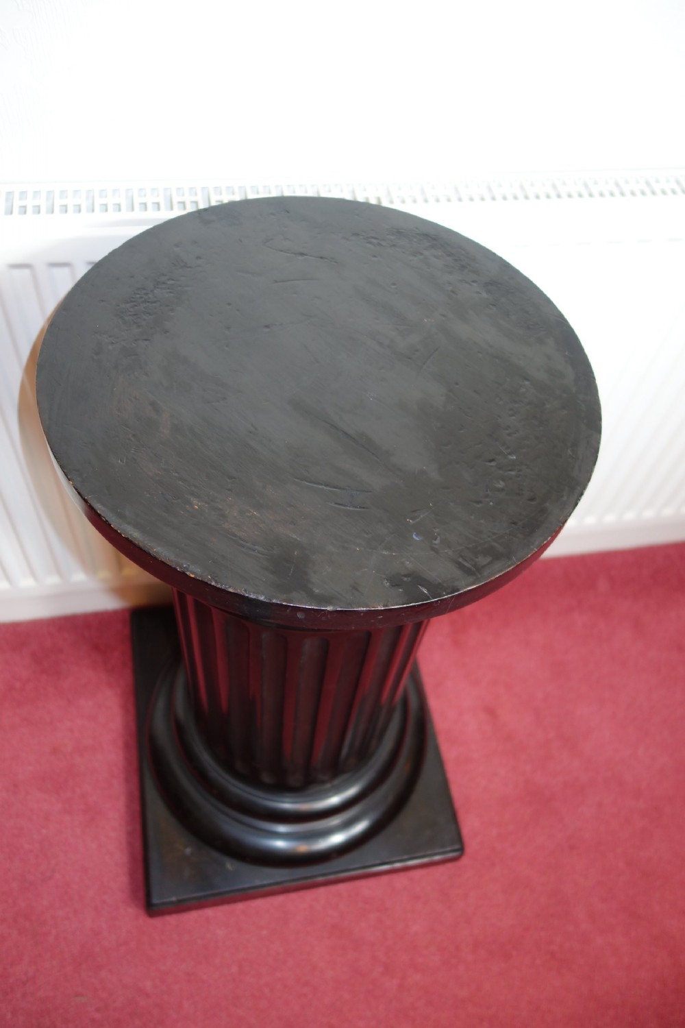 Ebonised Victorian Wooden Statue Display Pillar Pedestal in the form of a Greek Column - 78cm High View II