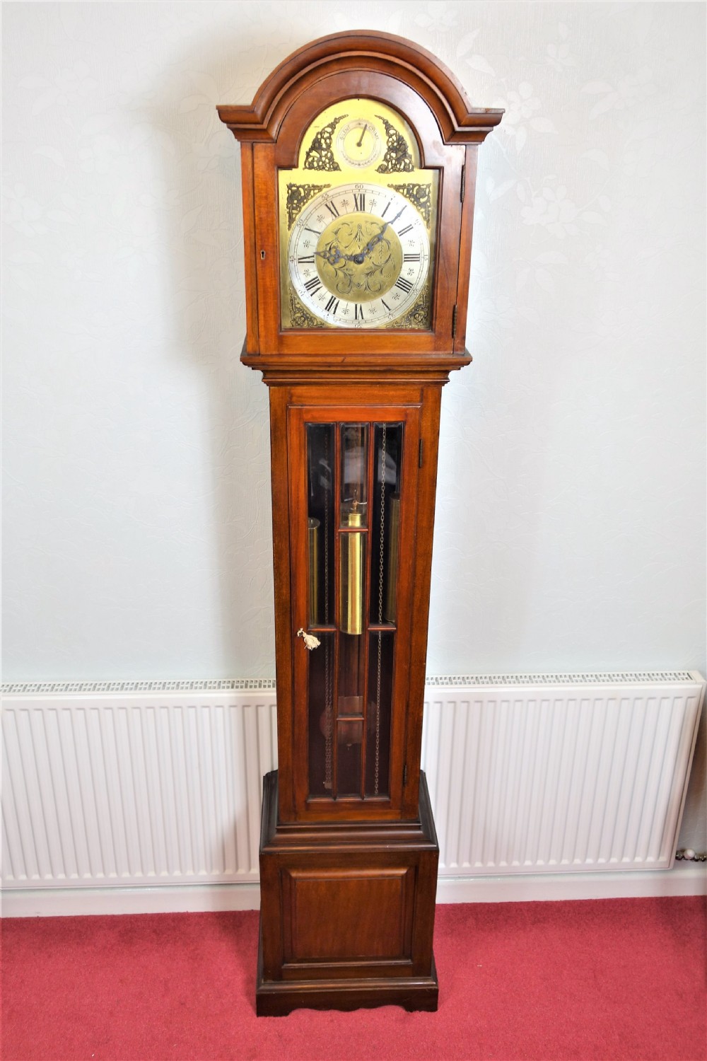 Good Quality Early 20th Century Astragal Glazed Triple Weight Mahogany Grandfather Longcase Clock Playing Westminster Musical Chimes on the Quarter - Chime/Silent Dial