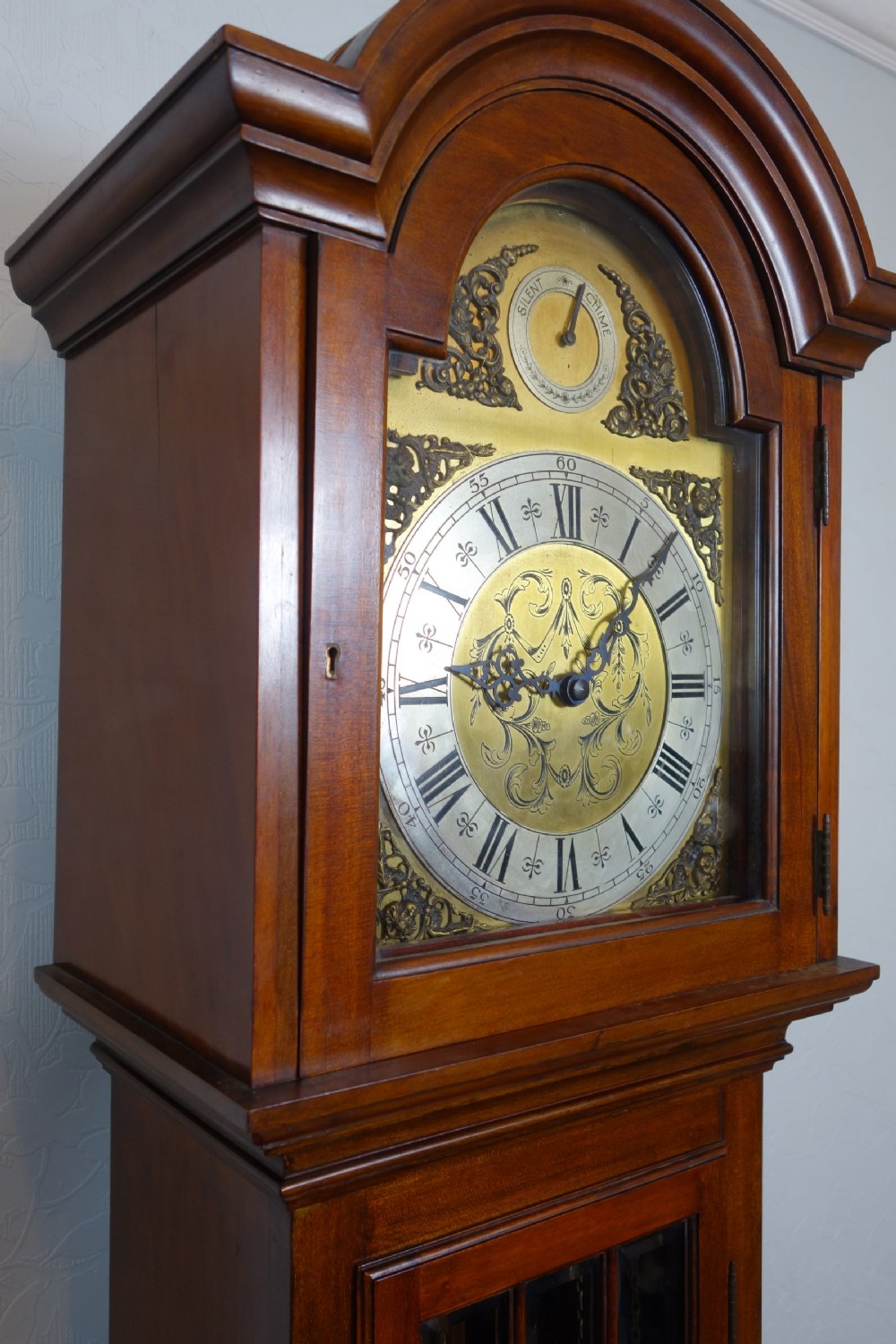 Good Quality Early 20th Century Astragal Glazed Triple Weight Mahogany Grandfather Longcase Clock Playing Westminster Musical Chimes on the Quarter - Chime/Silent Dial View II