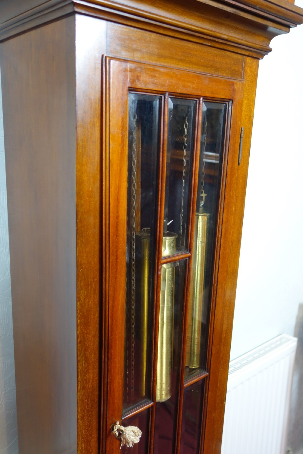 Good Quality Early 20th Century Astragal Glazed Triple Weight Mahogany Grandfather Longcase Clock Playing Westminster Musical Chimes on the Quarter - Chime/Silent Dial View III