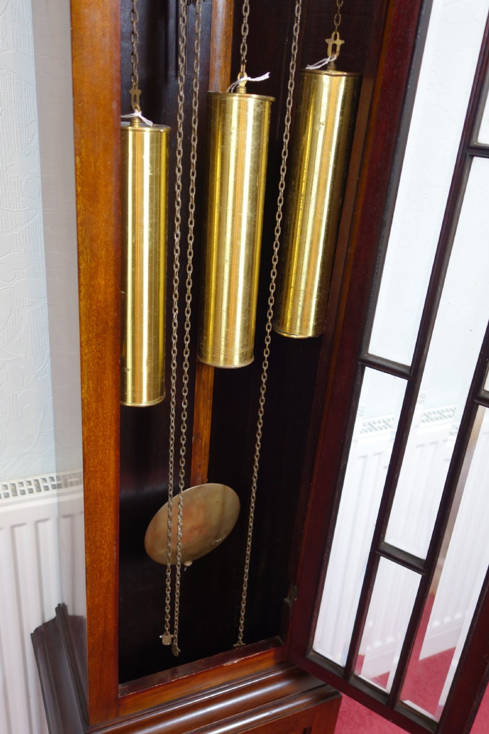 Good Quality Early 20th Century Astragal Glazed Triple Weight Mahogany Grandfather Longcase Clock Playing Westminster Musical Chimes on the Quarter - Chime/Silent Dial View V