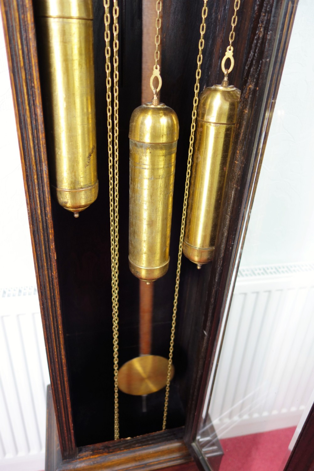 Good Quality Mellow Sounding Glass Fronted Triple Weight 1920s Westminster Chiming Musical Quarter Chiming & Hour Rod Striking Grandfather or Grandmother Longcase Clock with Chime/Silent Dial by Winterhalder View V