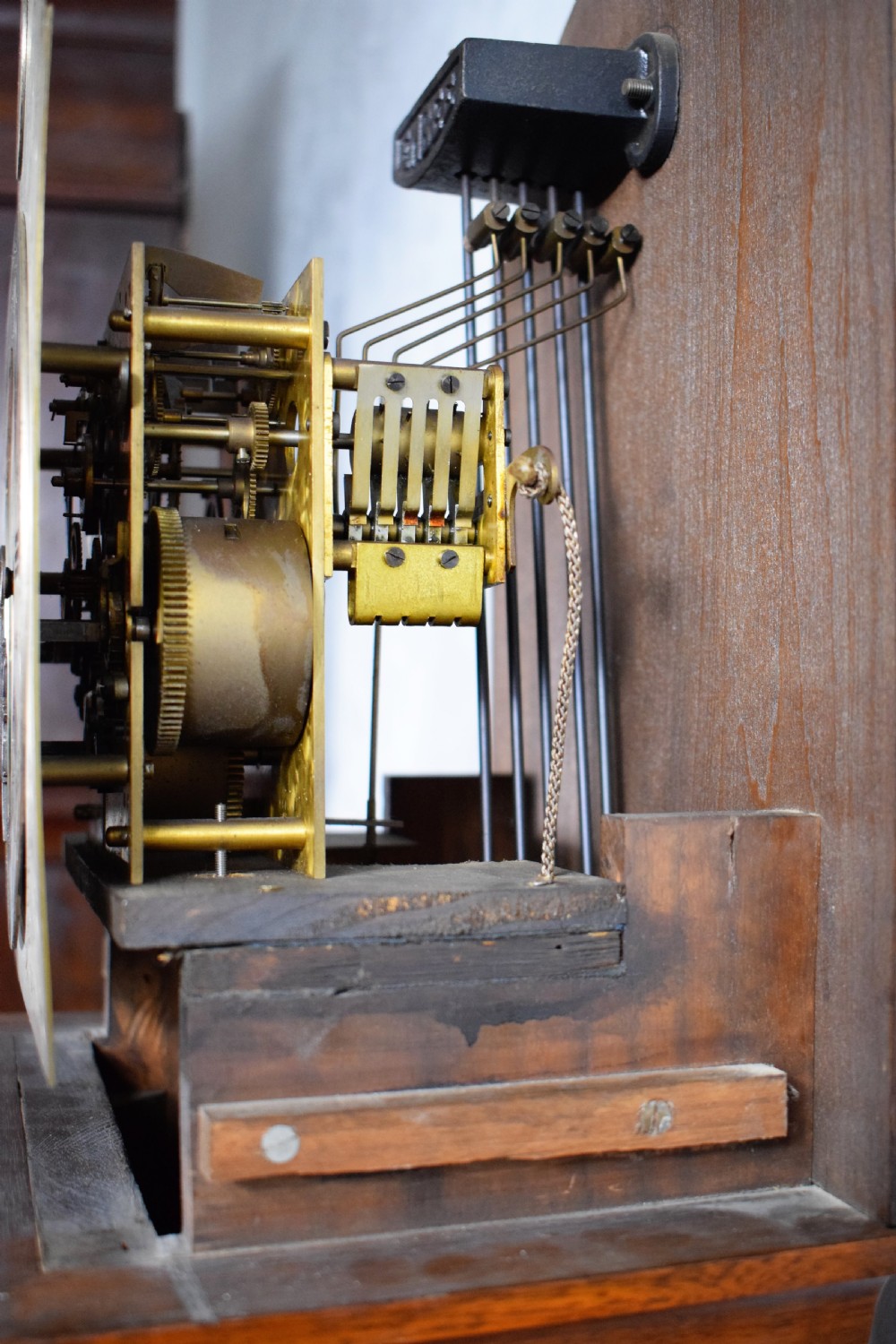 Top Quality Burr Walnut Grandmother or Dwarf Grandfather Longcase Clock with EMBEE Peerless 8 Day Westminster Chiming Musial Clock View VI