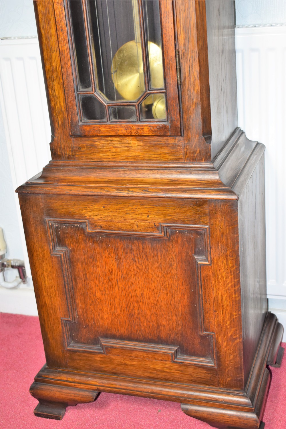 Regulator Quality Solid Oak Astragal Glazed Triple Tune Triple Weight Grandfather or Grandmother Longcase Clock with Deadbeat Escapement & Maintaining Power View IV