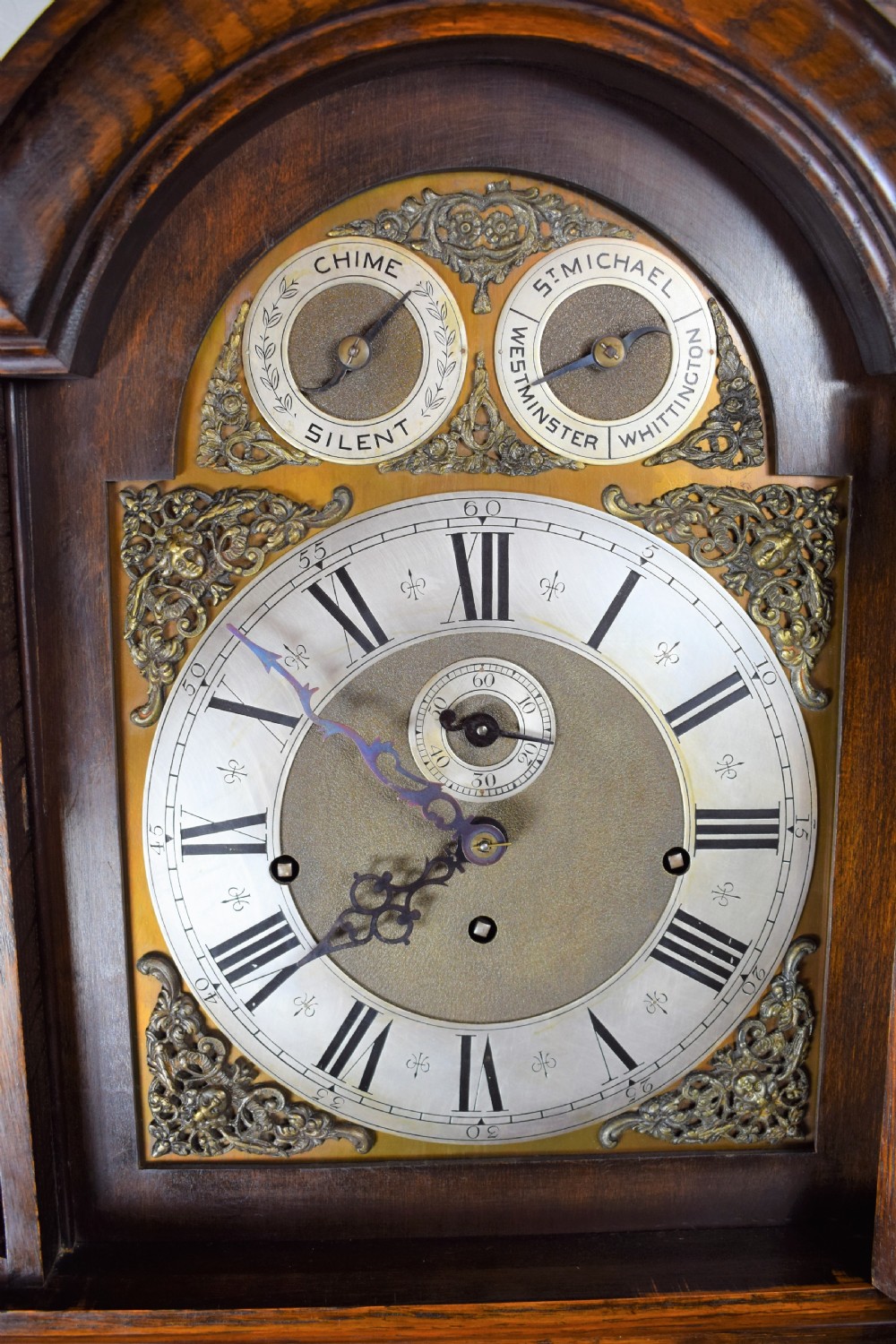 Regulator Quality Solid Oak Astragal Glazed Triple Tune Triple Weight Grandfather or Grandmother Longcase Clock with Deadbeat Escapement & Maintaining Power View X