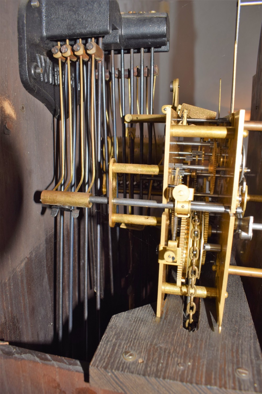 Good Quality Triple Tune Triple Weight Oak Grandmother/Grandfather Musical Longcase Clock View VIII