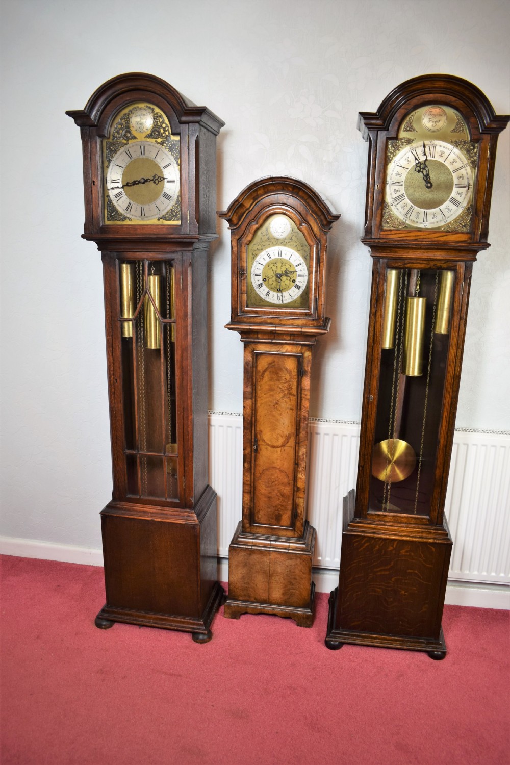 Early 20th Century Figural Walnut Dwarf Grandfather or Grandmother Westminster Chiming Musical Longcase Clock View IX