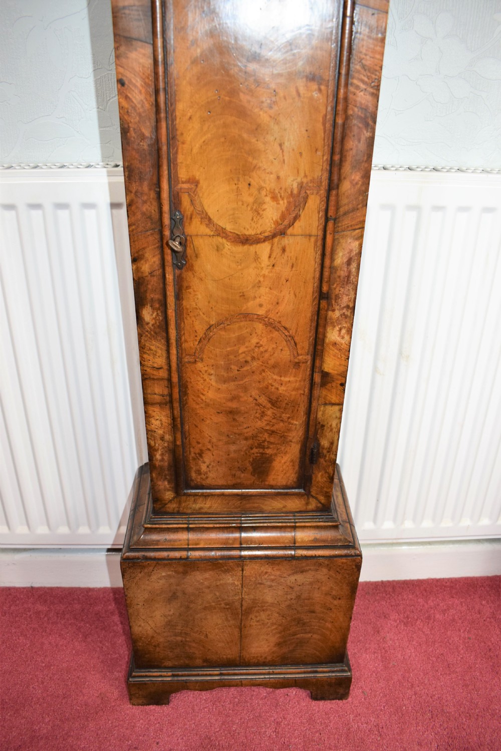 Early 20th Century Figural Walnut Dwarf Grandfather or Grandmother Westminster Chiming Musical Longcase Clock View X