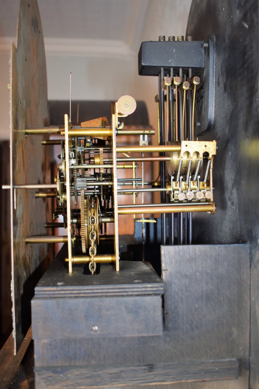 Light Oak Triple Weight Astragal Glazed Westminster Musical Quarter Mellow Chiming Grandmother or Small Grandfather Longcase Clock View VII