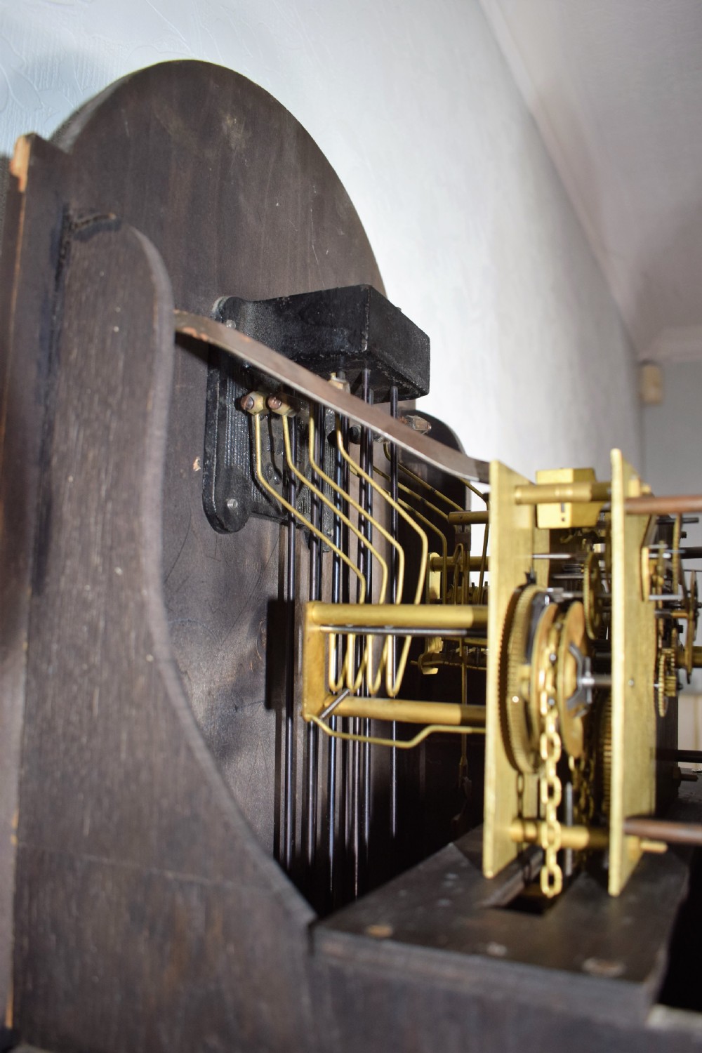 Light Honey Coloured Oak Glass Fronted Grandfather or Grandmother with British  8 Day Triple Weight Quarter Chiming Westminster Musical  Longcase Clock View VII