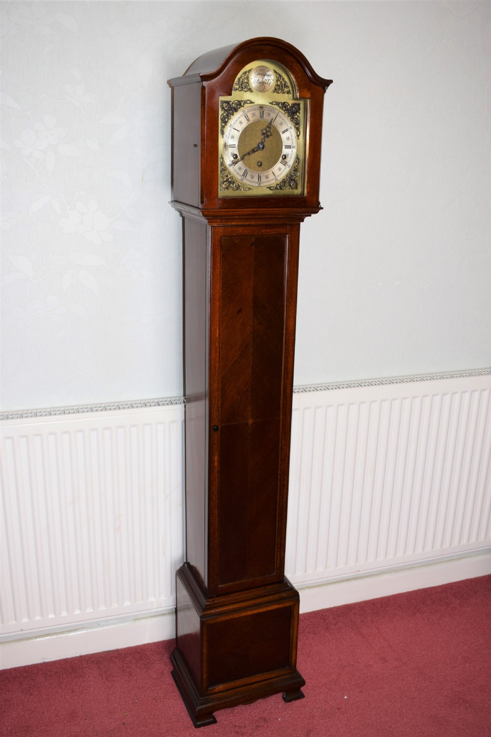 Dwarf (62.5in) Mahogany Grandfather or Grandmother Twin Musical Tune Granddaughter Longcase Clock 