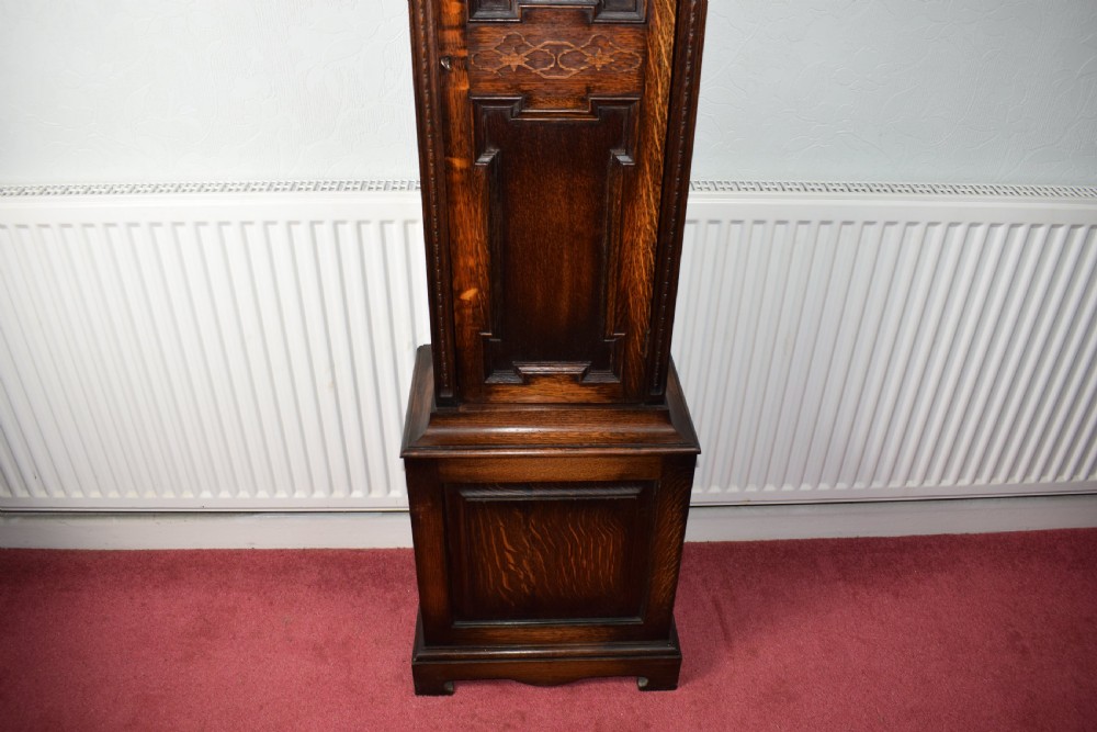 Attractive Mellow Sounding Triple Weight Westminster Musical Chiming Oak Grandmother or Grandfather Longcase Clock (Please Listen to Video) View V