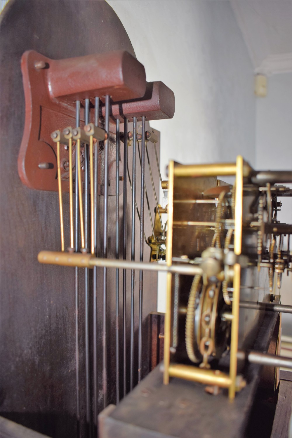 Triple Weight Triple Tune & Silence Glass Fronted Musical Chiming Grandmother or Grandfather Oak Longcase Clock View V