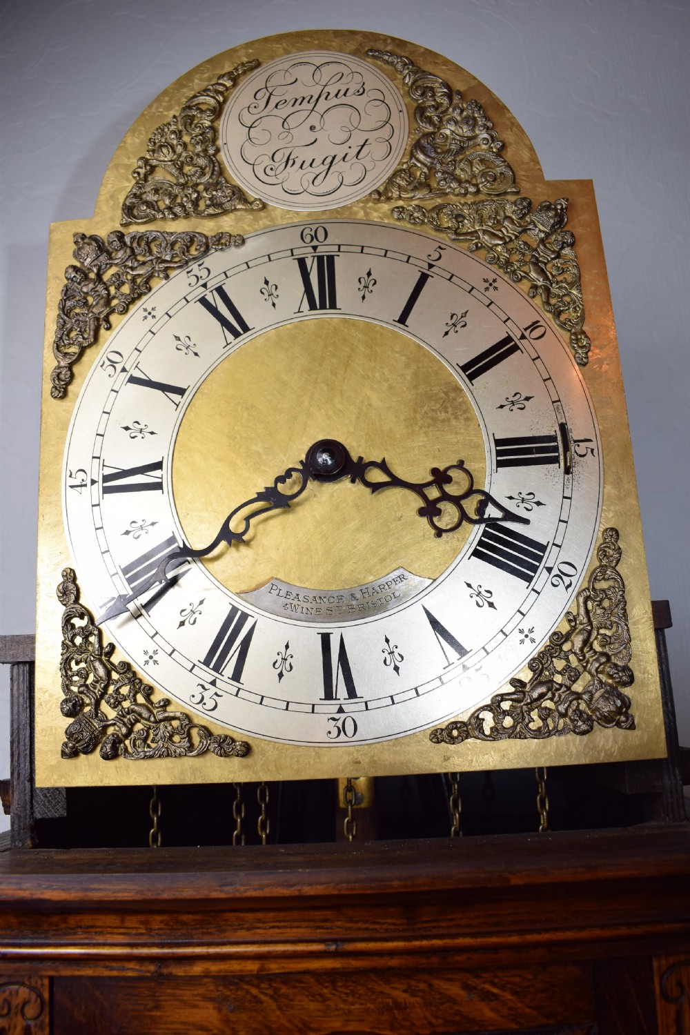 Triple Weight Triple Tune & Silence Glass Fronted Musical Chiming Grandmother or Grandfather Oak Longcase Clock View VI