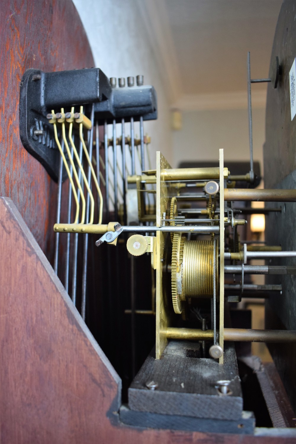 Regulator Quality Fine Mahogany Astragal Glazed Grandmother or Grandfather Longcase Clock with Peerless Maintaining Power Cable Triple Weight Driven Triple Musical Tune 8 Day Movement View VI