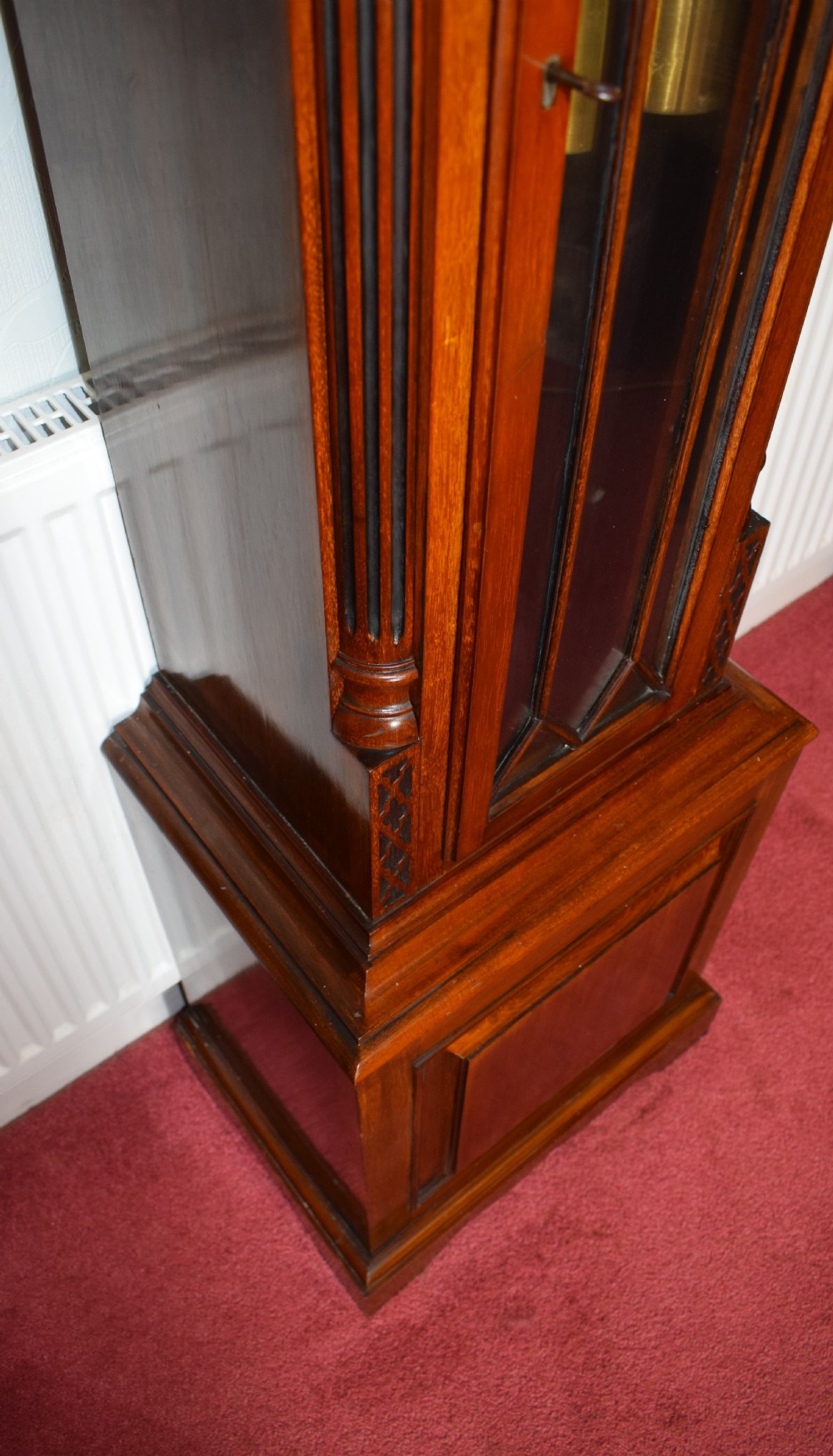 Regulator Quality Fine Mahogany Astragal Glazed Grandmother or Grandfather Longcase Clock with Peerless Maintaining Power Cable Triple Weight Driven Triple Musical Tune 8 Day Movement View VII