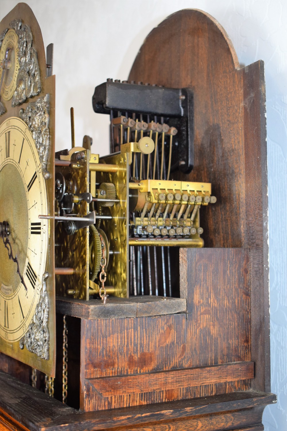 Good Peerless 8 Day Triple Chiming Musical Triple Weight Grandmother/Grandfather Longcase Oak Clock - Silent Levers View IV