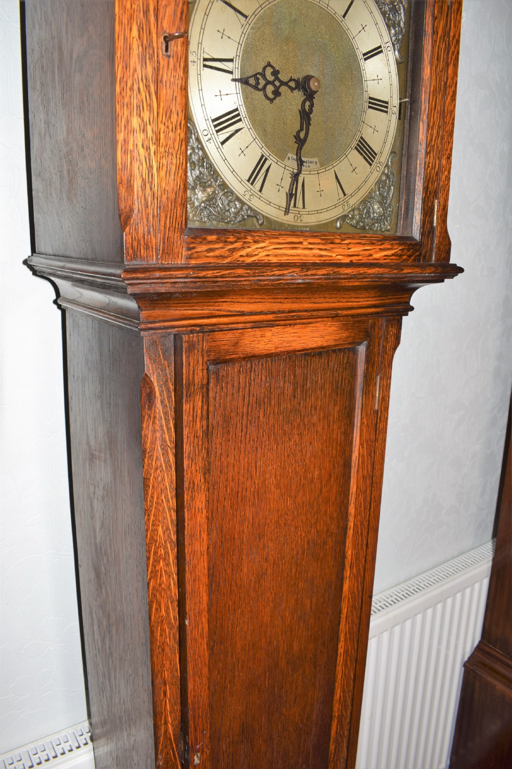 Good Peerless 8 Day Triple Chiming Musical Triple Weight Grandmother/Grandfather Longcase Oak Clock - Silent Levers View VII
