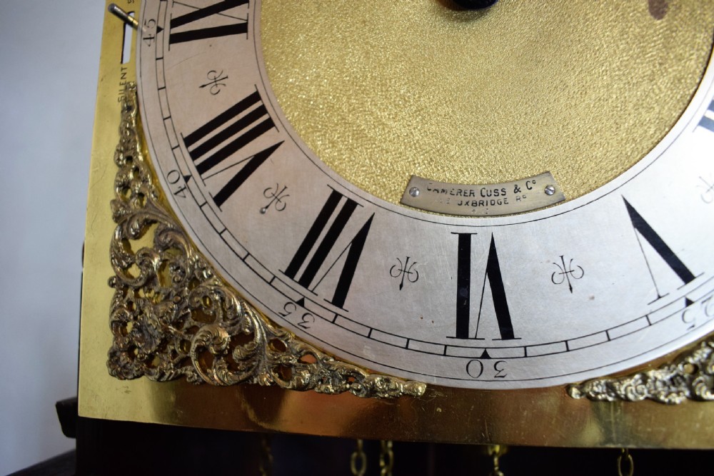 Camerer Cuss Triple Weight Musical Chiming Grandmother or Grandfather Oak Longcase Clock with Glazed Trunk Door and Peerless Embee 8 Day Movement. (Video Available to hear Chimes on Request.) View VI