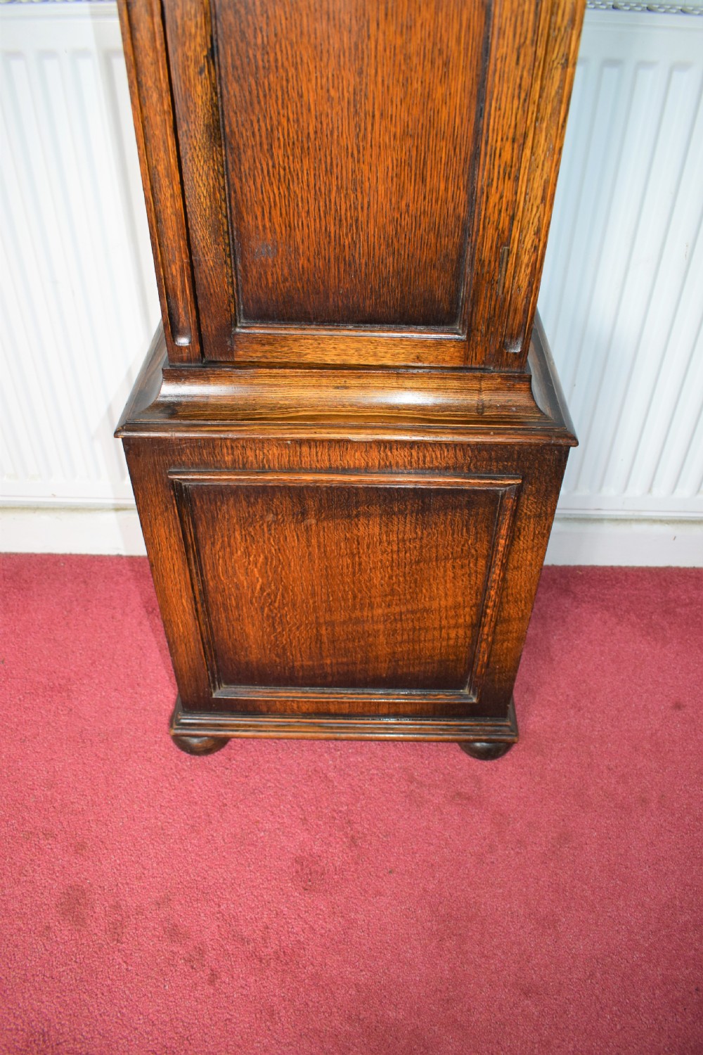 Attractive Twin Tune Musical Triple Weight Grandmother or Grandfather Oak Longcase Clock by Norland of England (Video of Chimes Available upon Request) View III