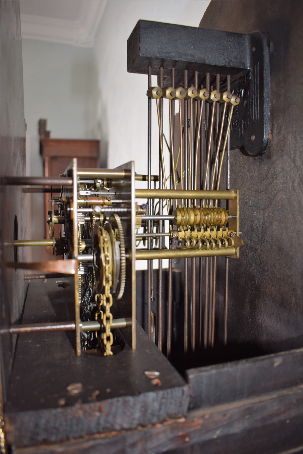 Attractive Twin Tune Musical Triple Weight Grandmother or Grandfather Oak Longcase Clock by Norland of England (Video of Chimes Available upon Request) View VI
