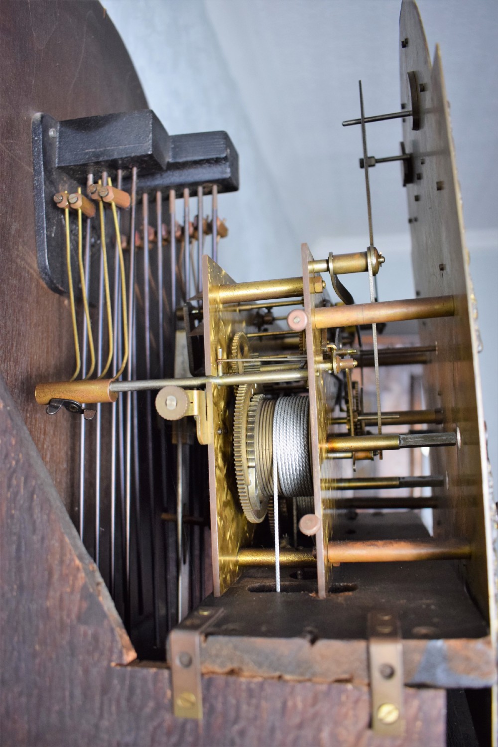 Regulator with Deadbeat Escapement & Maintaining Power Triple Chime Triple Weight Oak Grandmother or Grandfather Musical Longcase Clock with Astragal Glazed Door (Video of Chimes upon Request) View V