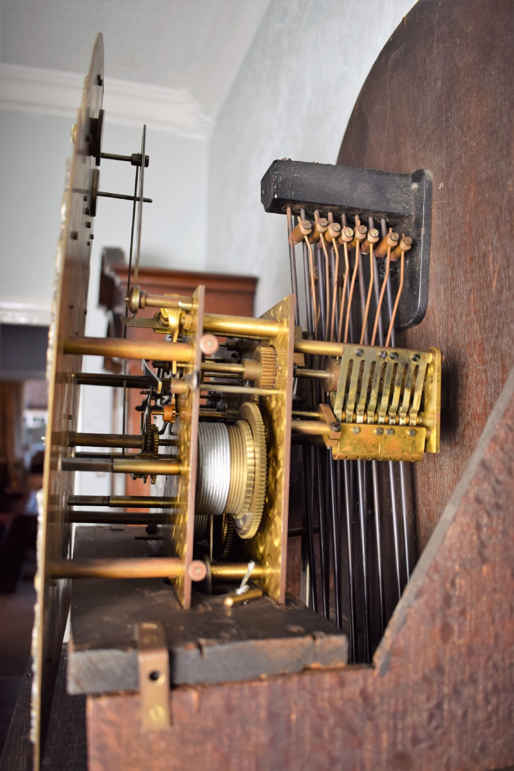 Regulator with Deadbeat Escapement & Maintaining Power Triple Chime Triple Weight Oak Grandmother or Grandfather Musical Longcase Clock with Astragal Glazed Door (Video of Chimes upon Request) View VI