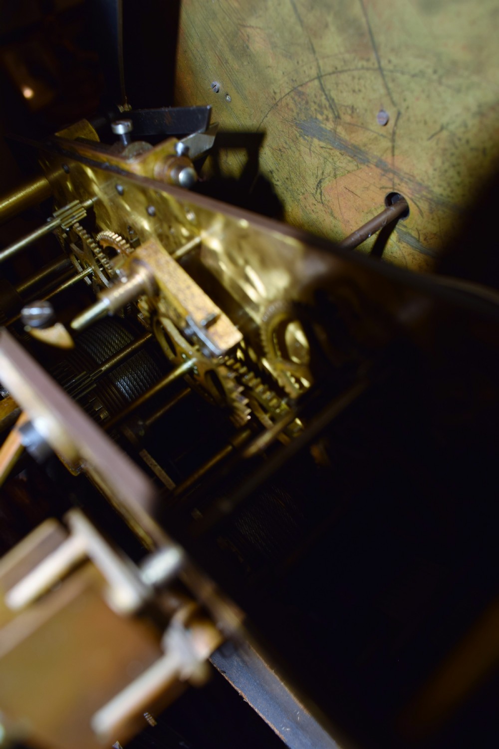 Regulator with Deadbeat Escapement & Maintaining Power Triple Chime Triple Weight Oak Grandmother or Grandfather Musical Longcase Clock with Astragal Glazed Door (Video of Chimes upon Request) View IX