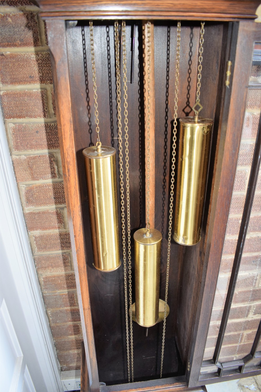 Good Quality Peeless Embee Triple Weight Musical Grandmother or Grandfather Longcase Clock with Astragal Glazed Door View VII