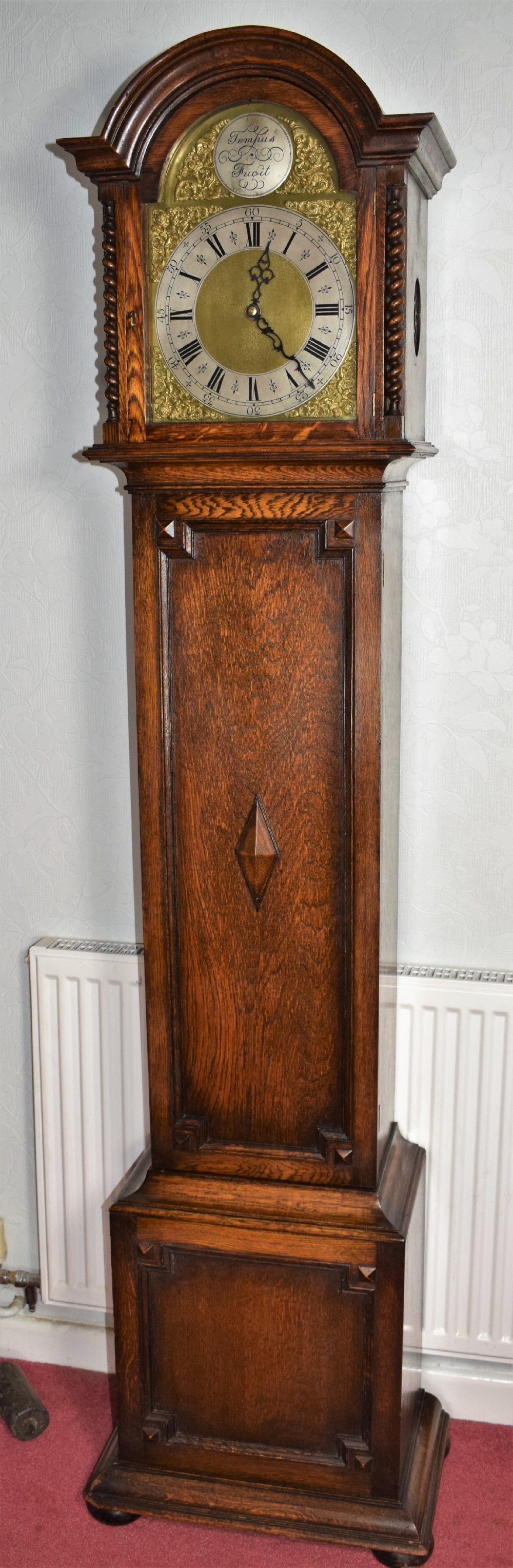 Barley Twist Mellow Sounding Chiming Musical Triple Weight Oak Cased Grandmother ot Grandfather Longcase Clock