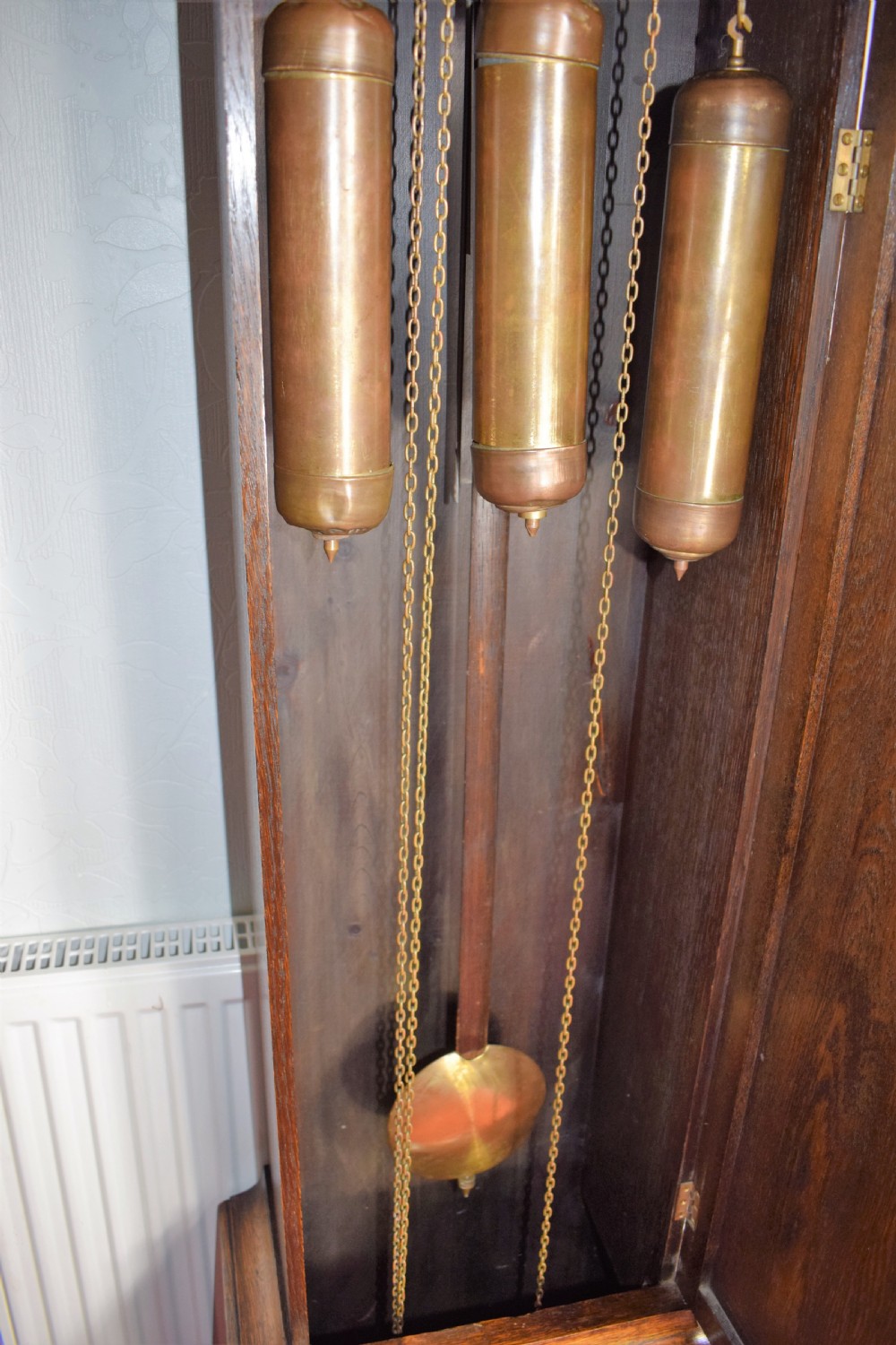 Barley Twist Mellow Sounding Chiming Musical Triple Weight Oak Cased Grandmother ot Grandfather Longcase Clock View VII