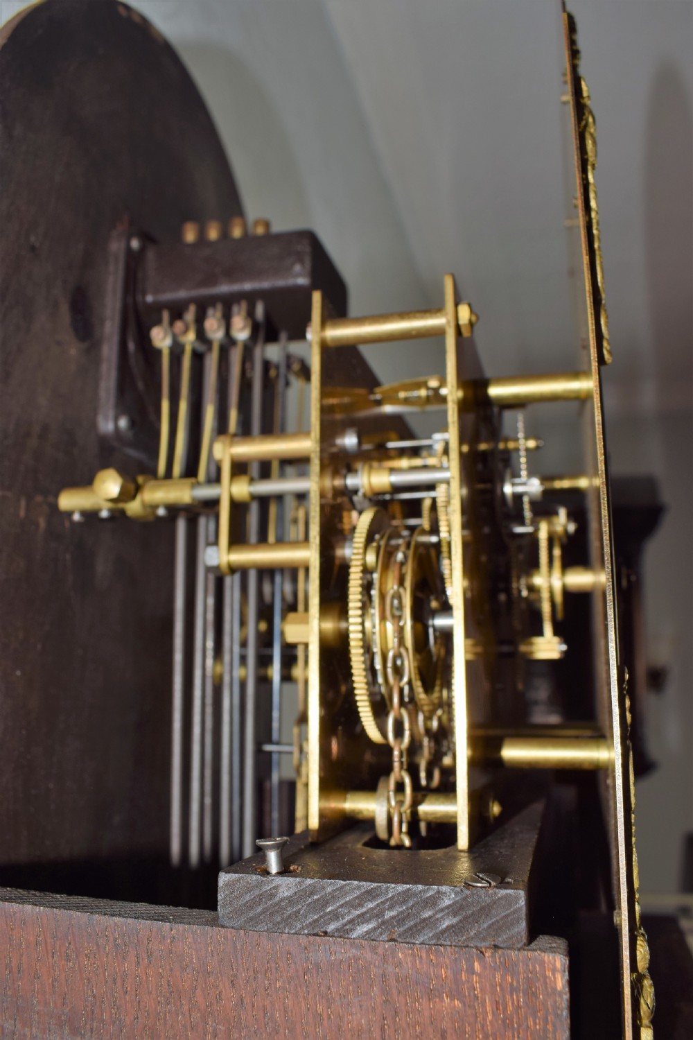 Barley Twist Mellow Sounding Chiming Musical Triple Weight Oak Cased Grandmother ot Grandfather Longcase Clock View XII
