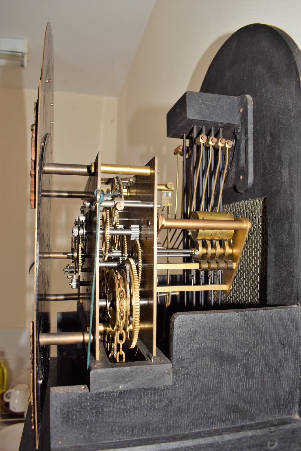 Quarter Chiming Musical Grandmother or Grandfather Longcase Clock Late 19th/Early 20th Century H. Pidduck & Son Triple Weight Westminster Tune with Astragal Glazed Trunk Door View VII