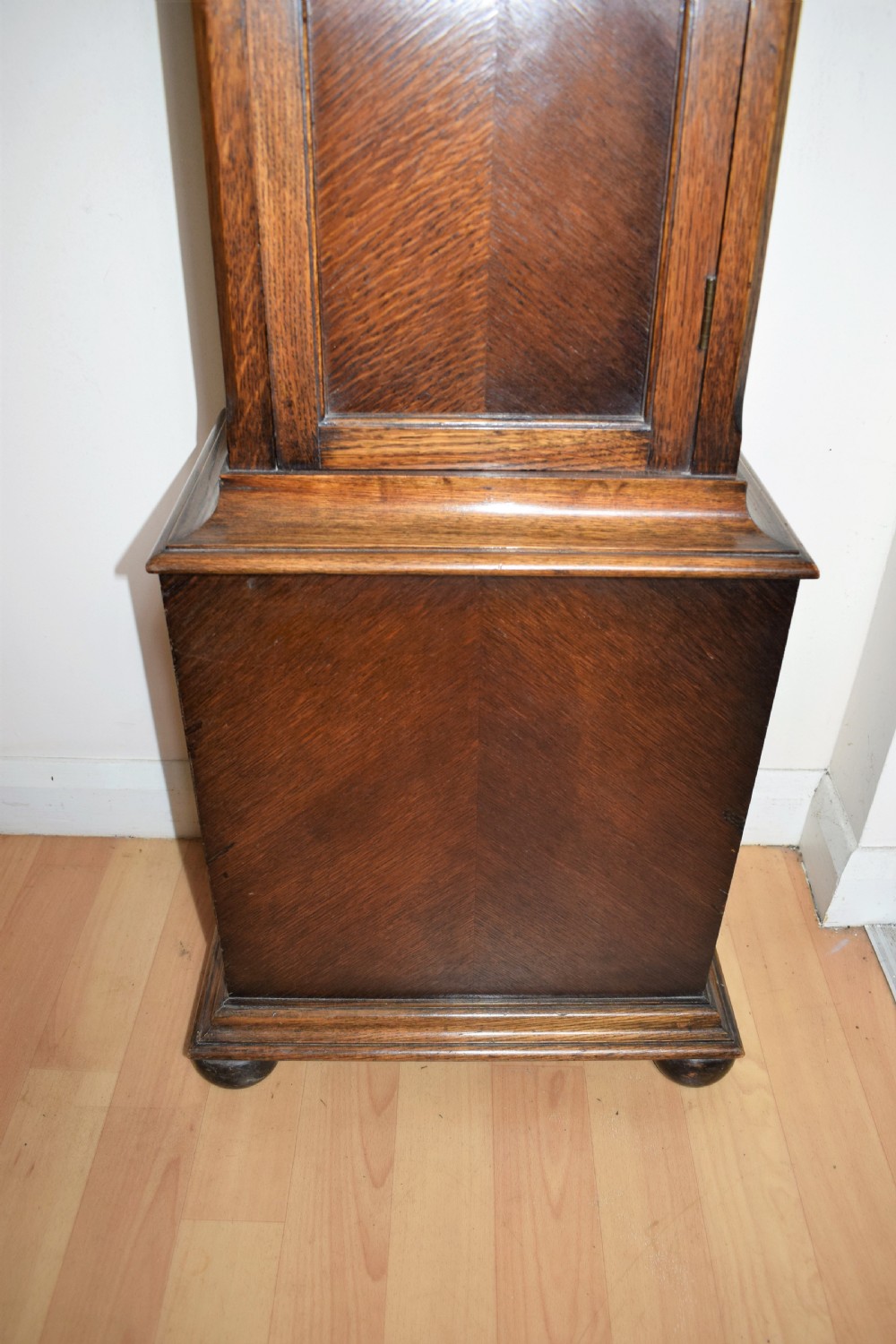 Triple Weight Westminster Chiming Musical Oak Cased Grandmother or Grandfather Longcase Musical Clock View V