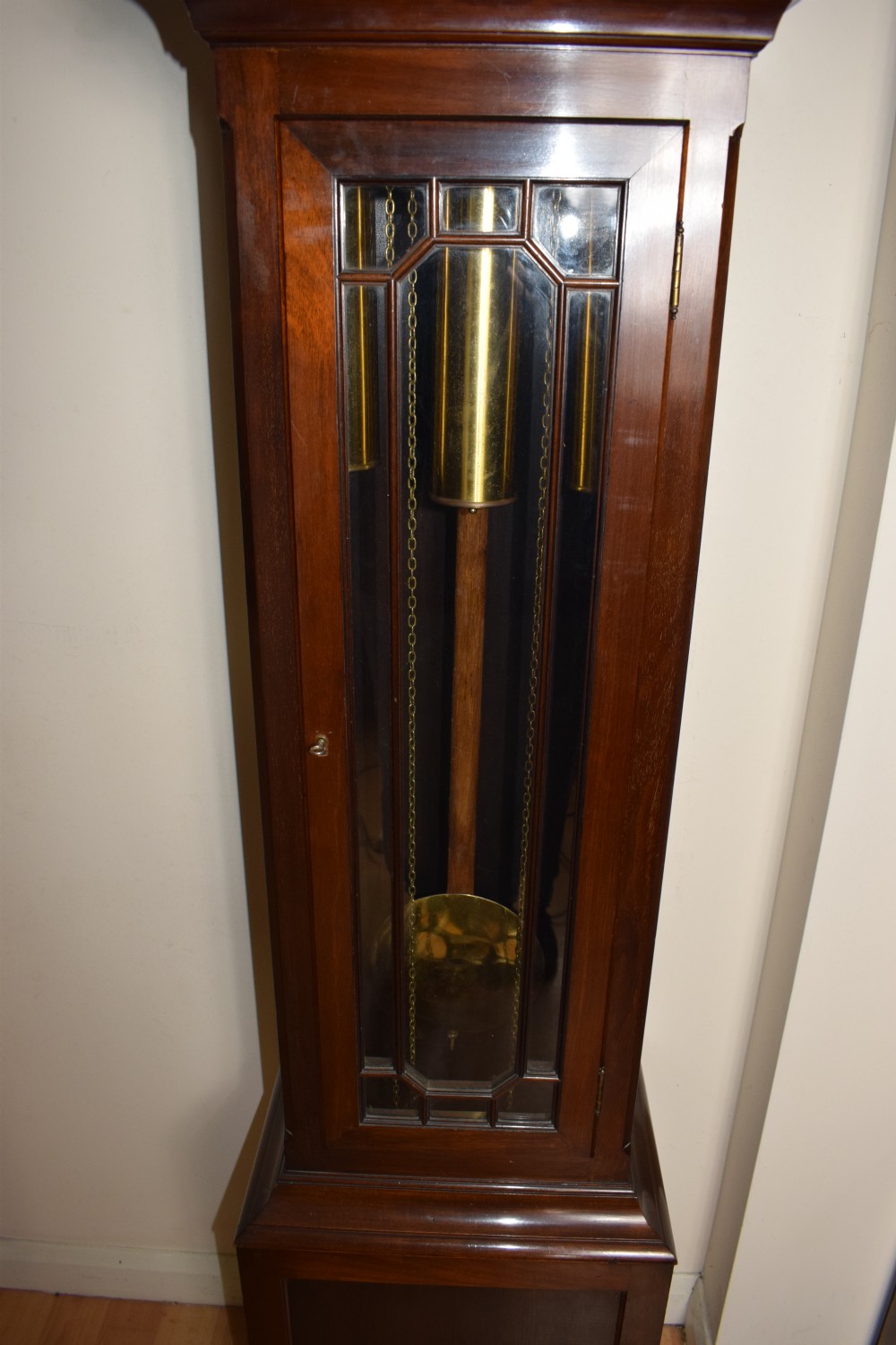 Good Quality Bravingtons Mahogany Grandmother or Grandfather Longcase Clock with Triple Tune and Triple Weight Peerless Musical Movement View V