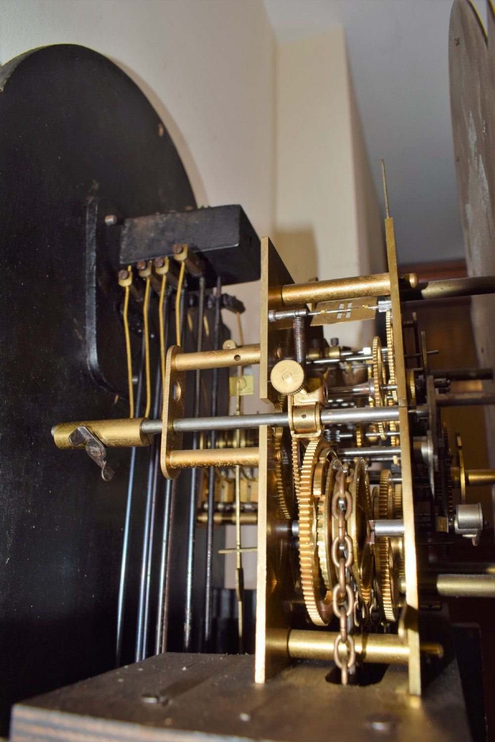 Triple Weight Westminster Chiming Musical Grandmother or Small Grandfather Oak Longcase Clock View VII