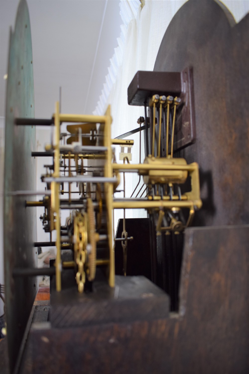 Small Light/Honey Oak Triple Weight Westminster Musical Chiming Grandfather or Grandmother Longcase Clock - 73.75in High View VI