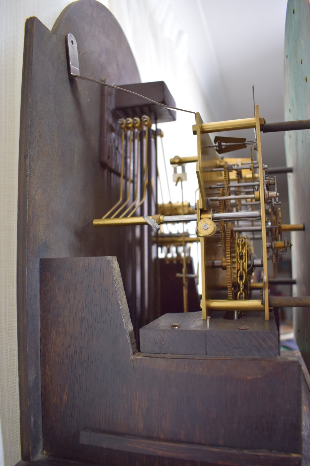 Small Light/Honey Oak Triple Weight Westminster Musical Chiming Grandfather or Grandmother Longcase Clock - 73.75in High View VII
