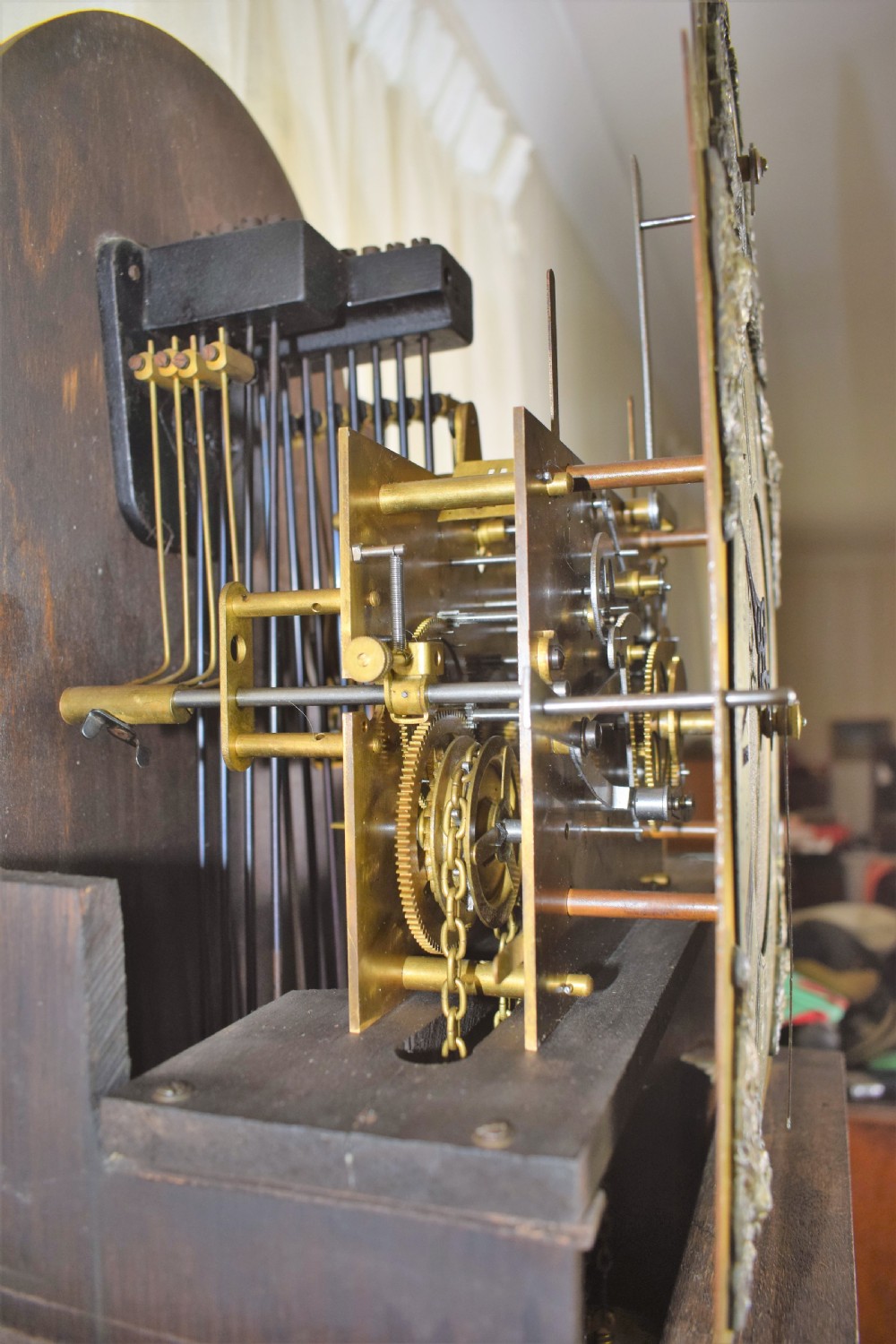 Small Good Quality Quarter Chiming Musical Triple Tune Triple Weight Grandfather or Grandmother (74in) Oak Cased 8 Day Longcase Clock View VII