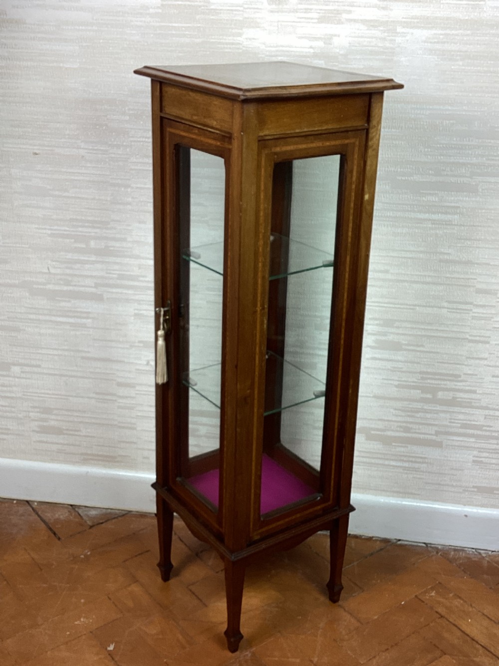 Edwardian mahogany pedestal display cabinet