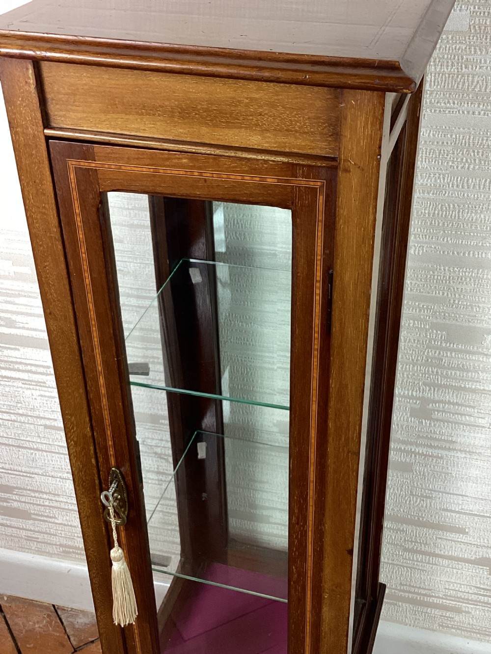 Edwardian mahogany pedestal display cabinet View II